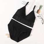 Women Bra Panties Set Seamless Bra Cropped Bralette Crop Top Low Back Brassieres Sexy Lingerie Push Up Bra Sexy Underwear Set
