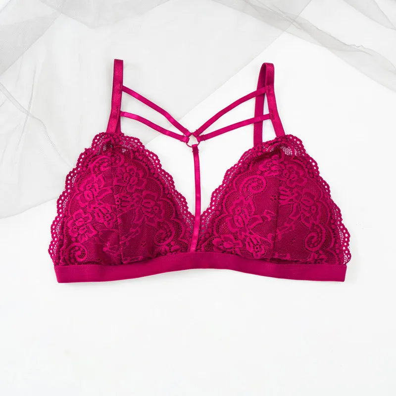 Deep V Bralette Woman Bra Floral Lace Bra Wire Free Bralette Sexy Lace Lingerie Female Push Up Brassiere Removable Pad Intimates