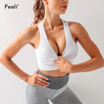 Seamless Sports Bra Top Fitness Women Racerback Running Crop Tops Femme Pink Workout Padded Yoga Bra High Support Activewear