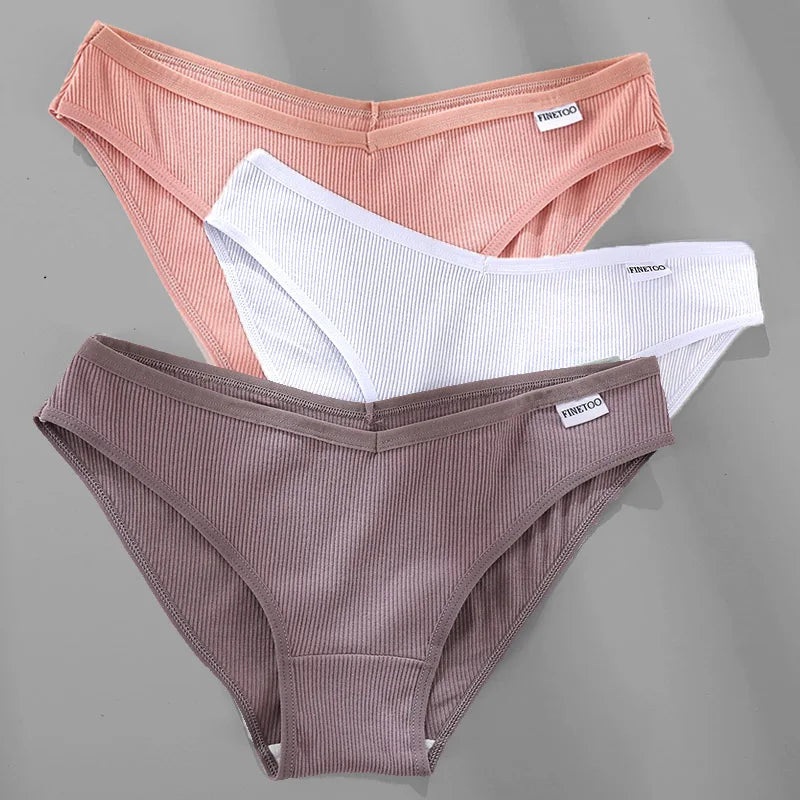 3PCS M-2XL Women Cotton Panties Briefs Female Sexy V Wasit Underwear Ladies Underpants Pantys Girls Plus Size Intimates Lingerie