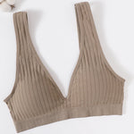 Women Deep V Ribbed Bralette Push-Up Bras Sports Seamless Bra Padded & Unlined Underwear Two Versions Top Sexy Lingerie S-XL