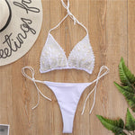 S - XL Halter Luxury Pearl Bikini Female Swimsuit Women Swimwear Two-pieces Bikini set Mini Micro Bather Bathing Suit Swim Lady