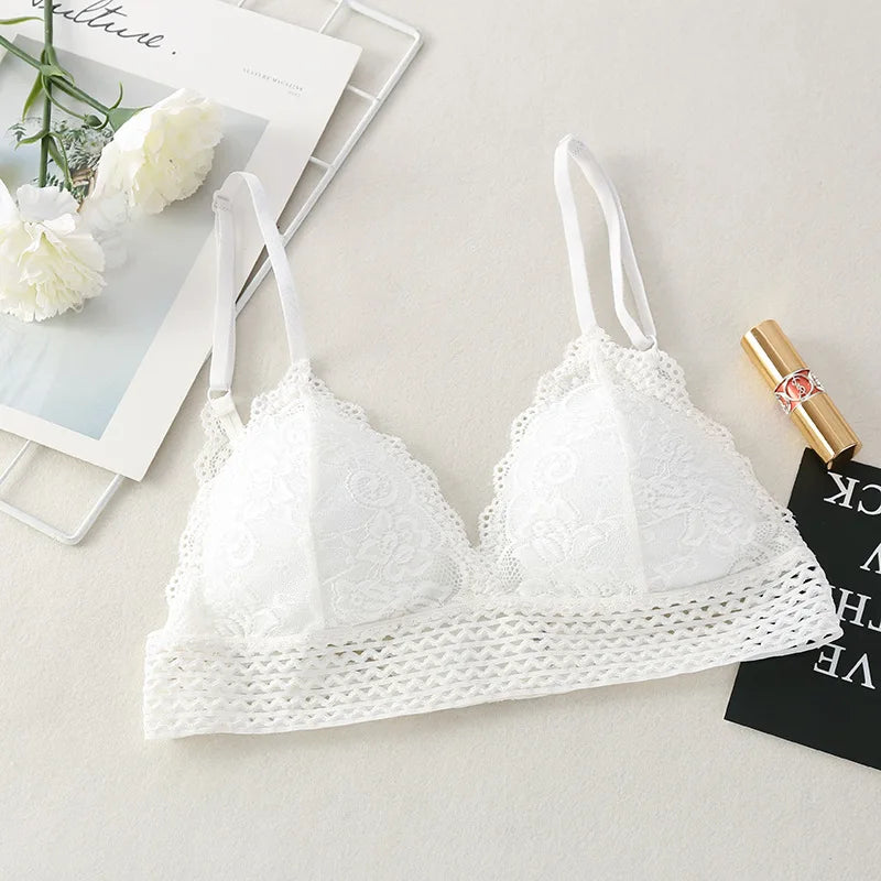 Floral Lace Bra Non-Wire Bralette Push Up Bras For Women V-neck Brassiere Female Padded Underwear Sexy Lingerie Intimates
