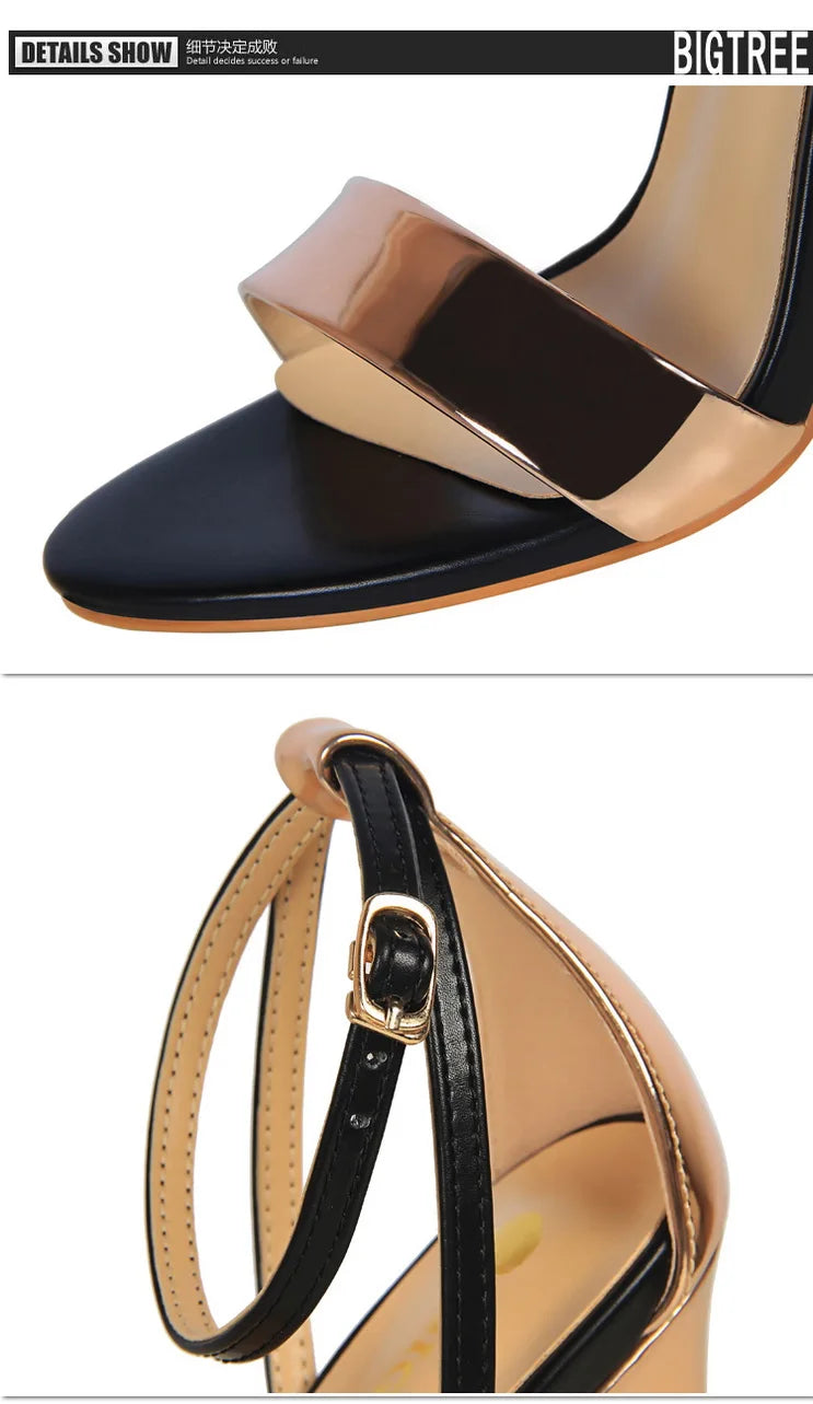 BIGTREE Shoes 11 cm High Heeled Sandals Women Summer Shoes Stiletto High Heels Open toed hollowed out Women Sandals Party Shoes