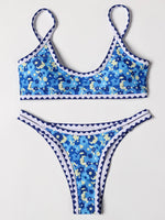 ZTVitality Swimwear Women 2025 New Arrival Print Whip Stitch Sexy Bikini Padded Bra Mid Waist Bandgae Swimsuit Brazilian Biquini