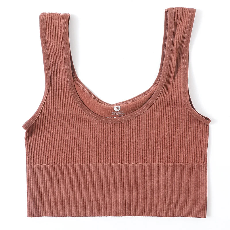Women Crop Top Seamless Underwear Ribbed Bralette O Neck Bra Tops Female Bra Crop Top Fashion Tanks Top Streetwear Camisole