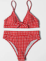 ZTVitality Bow Plaid Bikinis Push Up Sexy Bikini 2021 Hot Sale Straps Padded High Waist Swimsuit Retro Swimwear Women Biquini