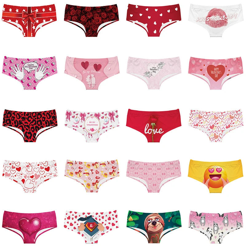 Original Valentine's Day Theme Printed Women Underwear Stretch Comfortable Panties Peach Hips Seamless Women Briefs