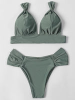 ZTVitality Solid Swimsuit Women Swimwear 2025 Newest Mid Waist Sexy Bikini Push Up Bikini Set Brazilian Bathing Suit Beach Wear