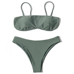 ZTVitality Solid Sexy Bikini 2022 New Arrival Padded Bra Mid Waist Swimsuit Women Swimwear Brazilian Bathing Suit Beach Wear S-L