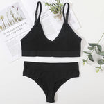 Women Seamless Bra And Panties Set Low Rise Thongs U-Shape Back Crop Top Bralette Comfort Sport Underwear Sexy Lingerie Set