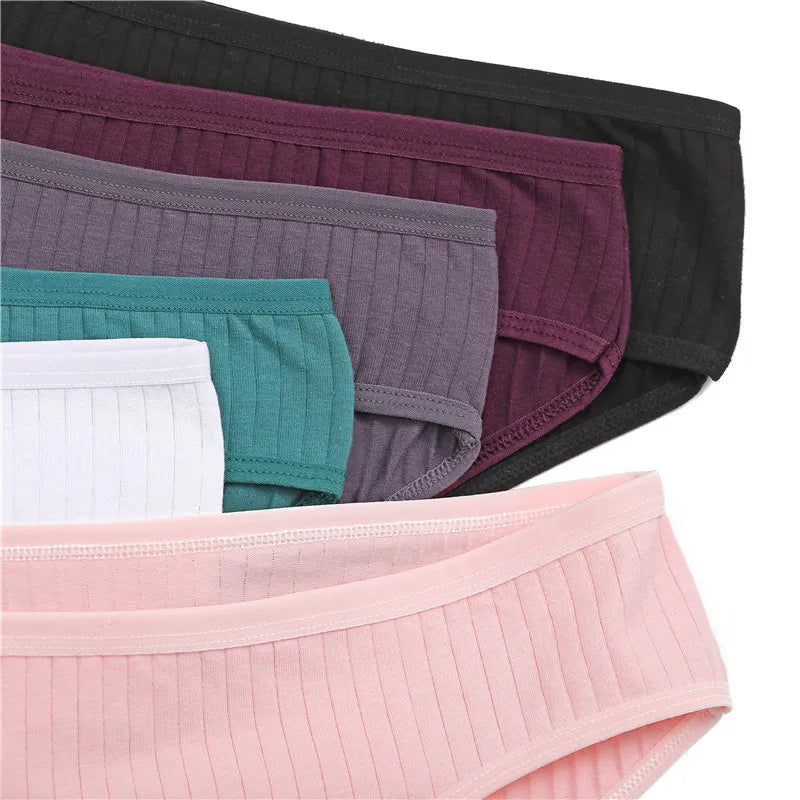 FINETOO 3PCS/Set Women's Underwear Cotton Panty Sexy Panties Female Underpants Solid Color Panty Intimates Women Lingerie M-2XL
