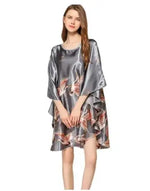 Summer New Chinese Style Satin Robe Dress Women's Sexy Loose Nightgown Sleepwear Vintage Kaftan Bathrobe Gown Plus Size