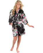 Wholesale Flower&Peacock Kimono Bathrobe Women Satin Soft Sleepwear Sexy Mini Bride Bridesmaid Wedding Robe Dressing Party Gown