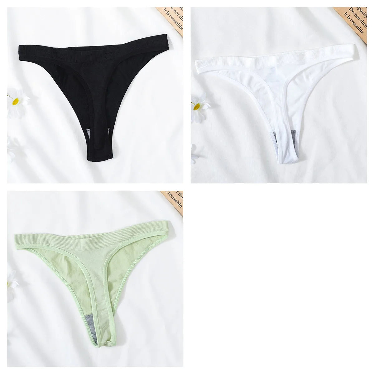 3PCS/Set Seamless G-string Panties Women Underwear Female Underpants Low Waist Thong Sexy Lingerie Seamless Sports Panties