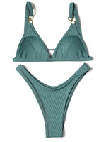 ZTVitality Sexy Solid Push Up Bikini 2025 New Arrival Padded Bra High Leg Swimsuit Ring Bandage Swimwear Women Brazilian Biquini