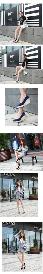 Suede princess women wedge shoes pointed toe pumps high heels platform Mary Jane office lady pumps party espadrilles cute shoesb