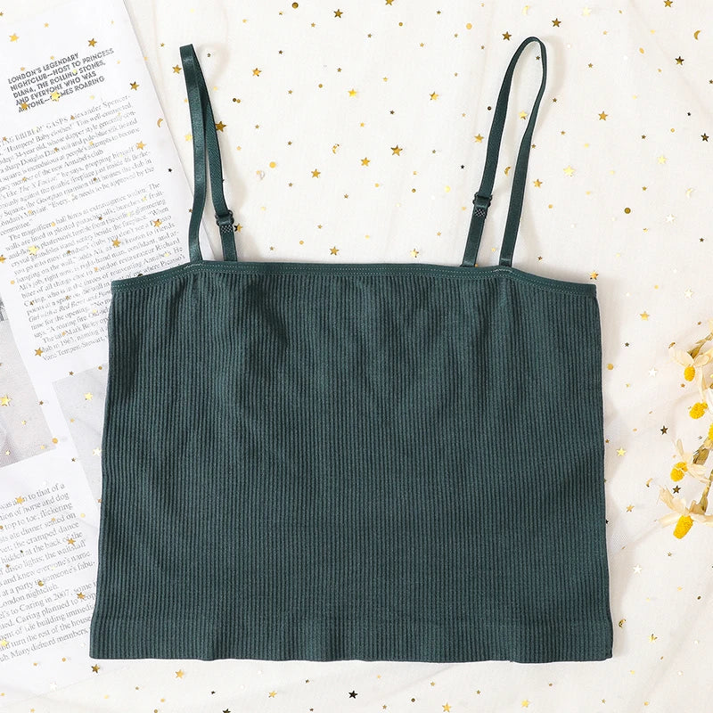 Women Ribbed Square Neck Camisole Basic Solid Color Crop Top Adjustable Spaghetti Straps Ladies Sleeveless Tank Tops M-XL