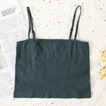 Women Ribbed Square Neck Camisole Basic Solid Color Crop Top Adjustable Spaghetti Straps Ladies Sleeveless Tank Tops M-XL