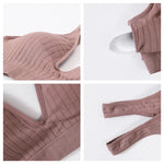 Women Deep V Ribbed Bralette Push-Up Bras Sports Seamless Bra Padded & Unlined Underwear Two Versions Top Sexy Lingerie S-XL