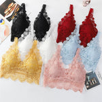 Deep V Lace Bra Tops Wire Free Brassieres Women Underwear Sexy Lingerie Beauty Back Bralette Bras for Women Removable Pads Top