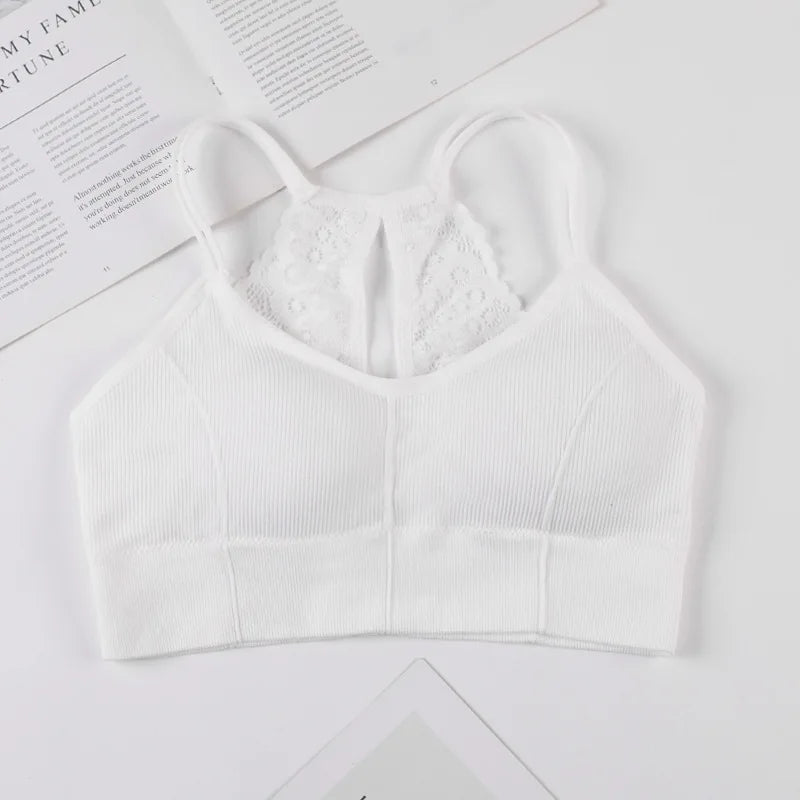 Women Tank Crop Top Seamless Underwear Lace Cropped Crop Tops Female Intimates Sexy Lingerie Plus Size Padded Camisole Femme