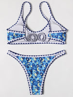ZTVitality Swimwear Women 2025 New Arrival Print Whip Stitch Sexy Bikini Padded Bra Mid Waist Bandgae Swimsuit Brazilian Biquini