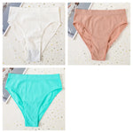 3Pcs/Set Seamless Panties Women High Waist Briefs High Cut Sports Bottom Underwear Female Stretch Rib Underpants Sexy Lingerie
