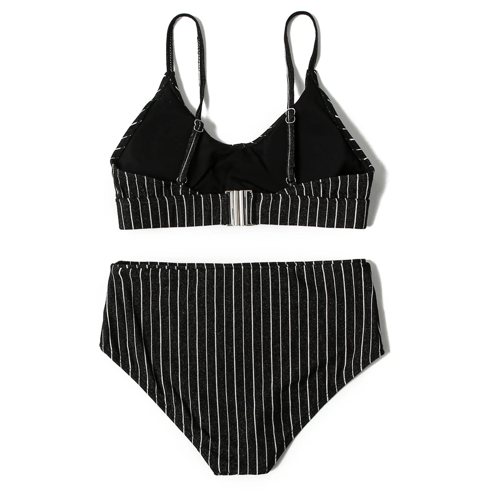 ZTVitality Shiny Striped Sexy Bikini 2022 New Arrival Straps Padded Bra High Waist Swimsuit Female Swimwear Women Beach Wear S-L