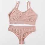 Women Seamless Bra And Panties Set Non-Wire Push-Up Bralette Female Low-Waist Thongs T-back Panties Sexy Lingerie Underwear Set