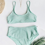 2025 Glitter Sparkling Female Swimsuit High Waist Bikini Women Swimwear Two Pieces Bikini Set Wrinkled Bandeau Bathing Suit Swim