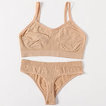 Women Buttery Soft Bra And Panties Set Push-Up Unlined Brassiere Breathable Ribbed Underwear Stretchy Crop Top Sexy Lingerie Set