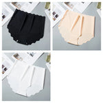 3Pcs/Set Women Ice Silk Panties Wavy Trim Seamless Underwear High Waist Panty No Show Briefs Invisible Ladies Lingerie M-XXL