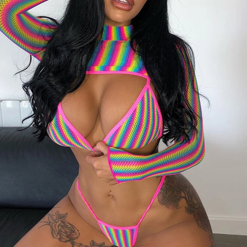 2025 Long Sleeve Neon Green Leopard Bikini Women Swimsuit Bikini Set Sexy Swimwear Female Brazilian Bathing Suit Swim Beach Wear