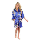 Wholesale Flower&Peacock Kimono Bathrobe Women Satin Soft Sleepwear Sexy Mini Bride Bridesmaid Wedding Robe Dressing Party Gown