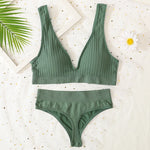 Women Push-Up Bra And Panties Set Sexy Lingerie V-neck Non-wire Bralette with Removable Pads Seamless Crop Top High Waist Thong