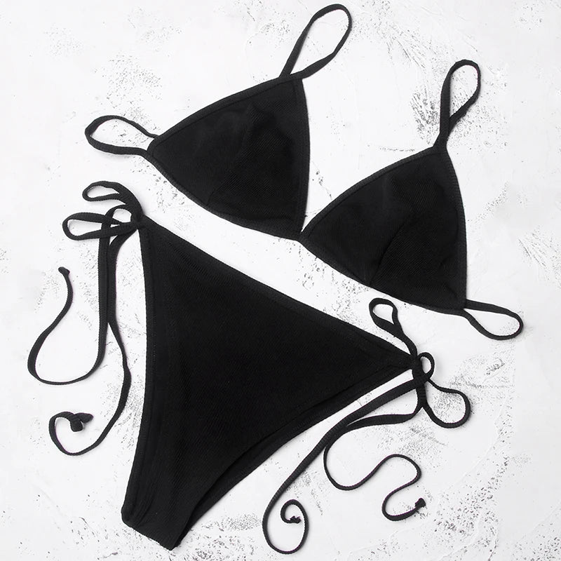 ZTVitality Black Bikinis Push Up Bikini 2020 Hot Sale Halter Padded Bra Bandage Swimsuit Low Waist Backless Sexy Swimwear Women
