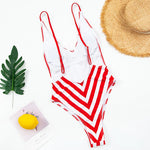 2025 Sexy Backless Striped Women Swimwear One Piece Swimsuit Female monokini High cut Trikini V Neck Bathing Suit Swim Bodysuit