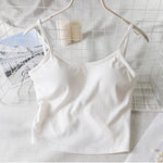 Women Crop Tops U-Back Tanks Top Female Cotton Underwear Summer Twist Back Cami Padded Top Beauty Back Removable Pads Camisoles