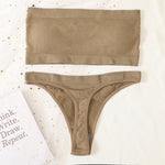 Women Strapless Bra And Panties Set Bandeau Bra High Waist Thong Seamless Underwear Sexy Tube Bra Female Sexy Lingerie Set M-XL