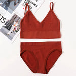 Women Seamless Bra And Panties Set U Back Bra Crop Top Sexy Lingerie Set No Pads Brassiere Low Rise Briefs Ladies Underwear Set