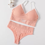 Women Seamless Bra And Panties Set High Rise Thongs Non-wire Sports Bra Comfy Brassiere Female Underwear Sexy Lingerie Set