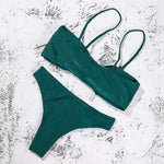 ZTVitality Sexy Solid Bow Bikinis Push Up Bikini 2021 Straps Padded Low Waist Swimsuit Bandage Swimwear Women Brazilian Biquini
