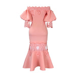 D368 cross-border women's fashion temperament lace off-the-shoulder fishtail party sexy party dress foreign trade dress