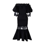 D368 cross-border women's fashion temperament lace off-the-shoulder fishtail party sexy party dress foreign trade dress