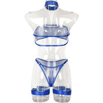 Toucheart 4 Piece Set Sexy Lingerie Set Elasticity Mesh Patchwork See-Through Breast-Wrapping Three-Point Briefs Sexy Underwear