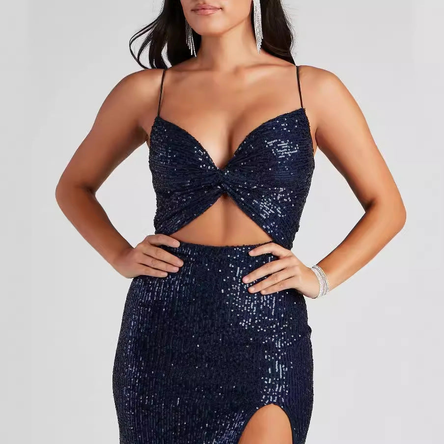 Women Cocktail Nightclub Club Beaded Elegant Sequ Dress