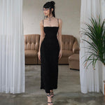 Sexy Suspenders Backless Thin Glittering Hollow Out Cutout Dress Summer Sexy High Grade Dress for Women