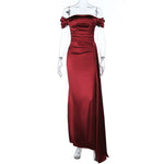 Off Shoulder Satin Dress for Women Autumn Sexy Split Dress
