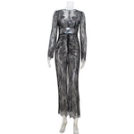 Women Clothing Lace See through Sexy Mature Adult Lady like Woman V neck Slim Fit Hip Dress Women